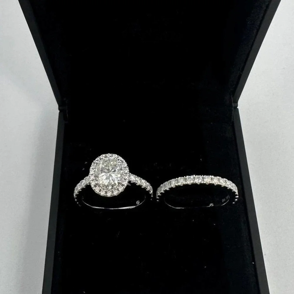 Moissanite Engagement Ring Oval Cut GRA Certified Wedding Anniversary 18K 925 - Picture 1 of 14